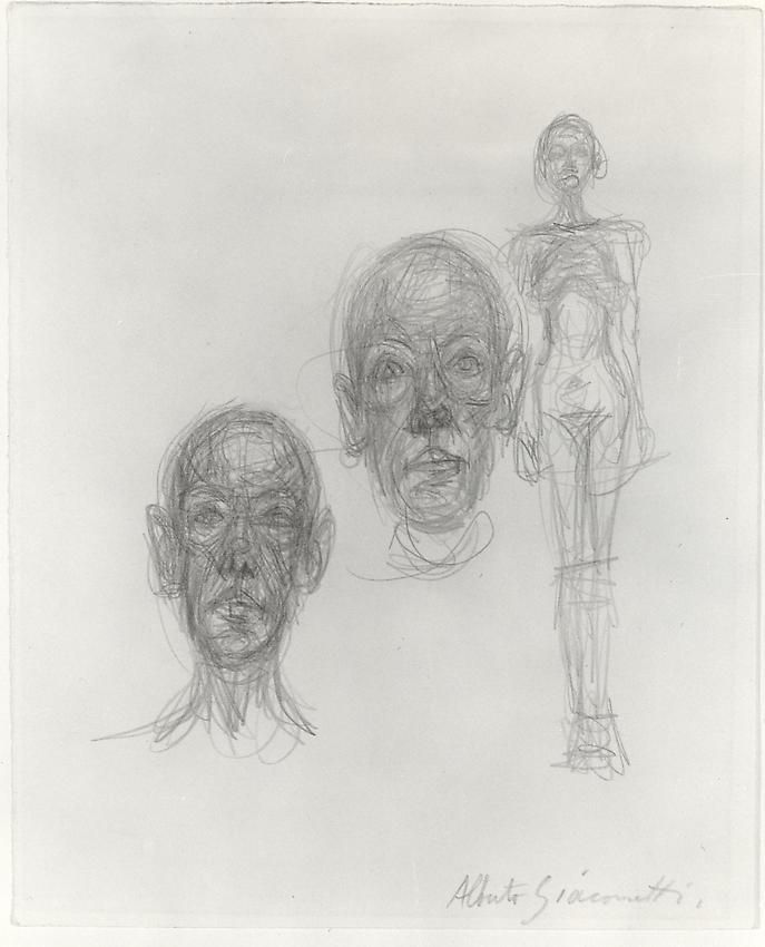 Alberto Giacometti, Deux têtes (Diego) et nu (Annette)