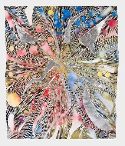 Mosaic Drawing Vision (all colors gold and silver), 2010, Acrylic, spray paint and gold leaf on paper
