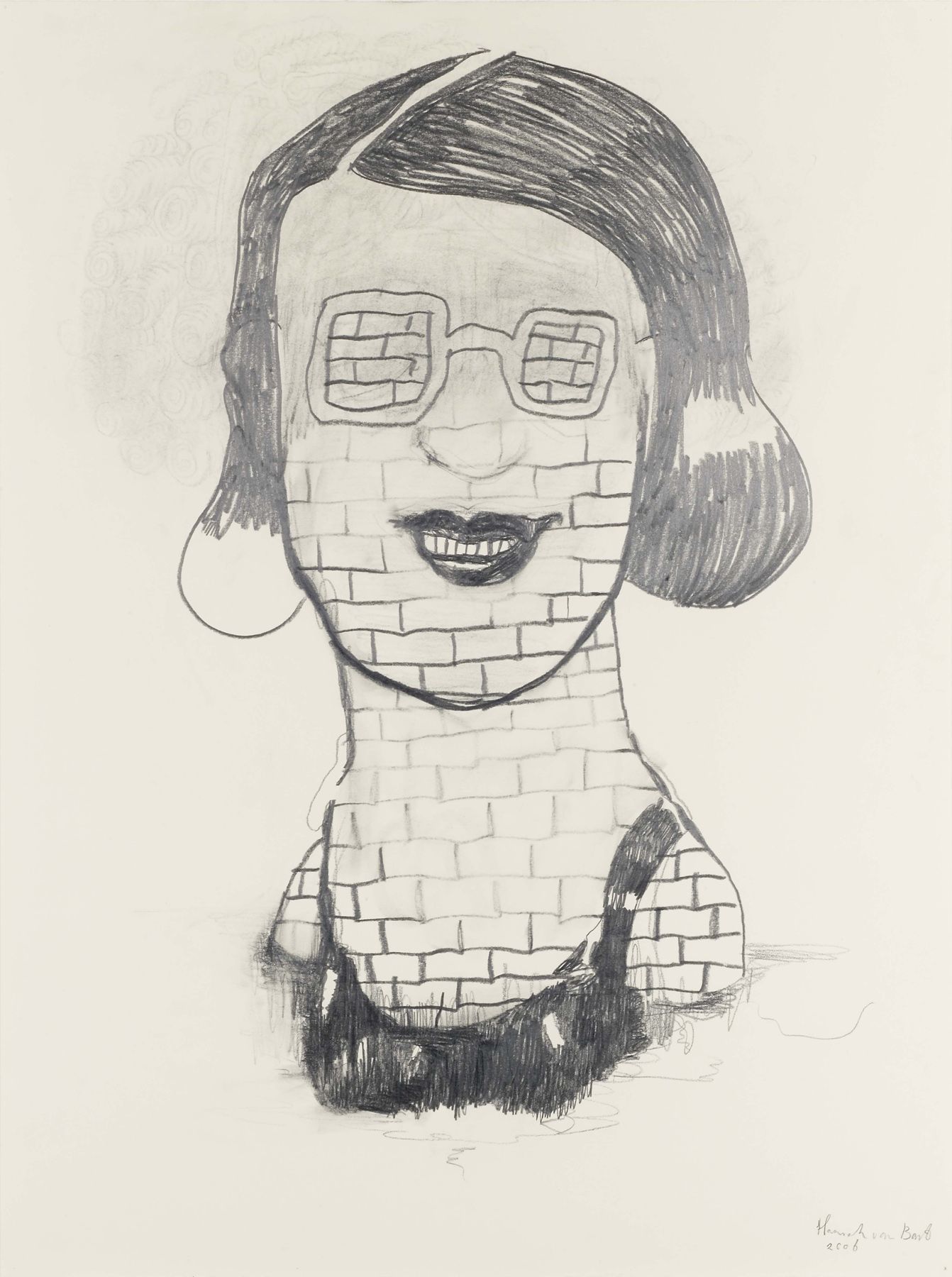 portrait of a woman made of bricks by hannah van bart