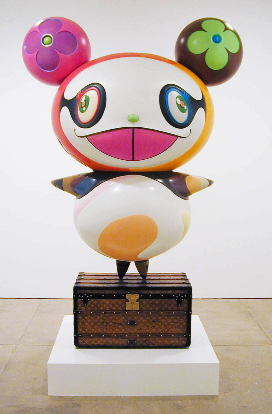 Panda, 2003, Acrylic on fiberglass with antique Louis Vuitton trunk