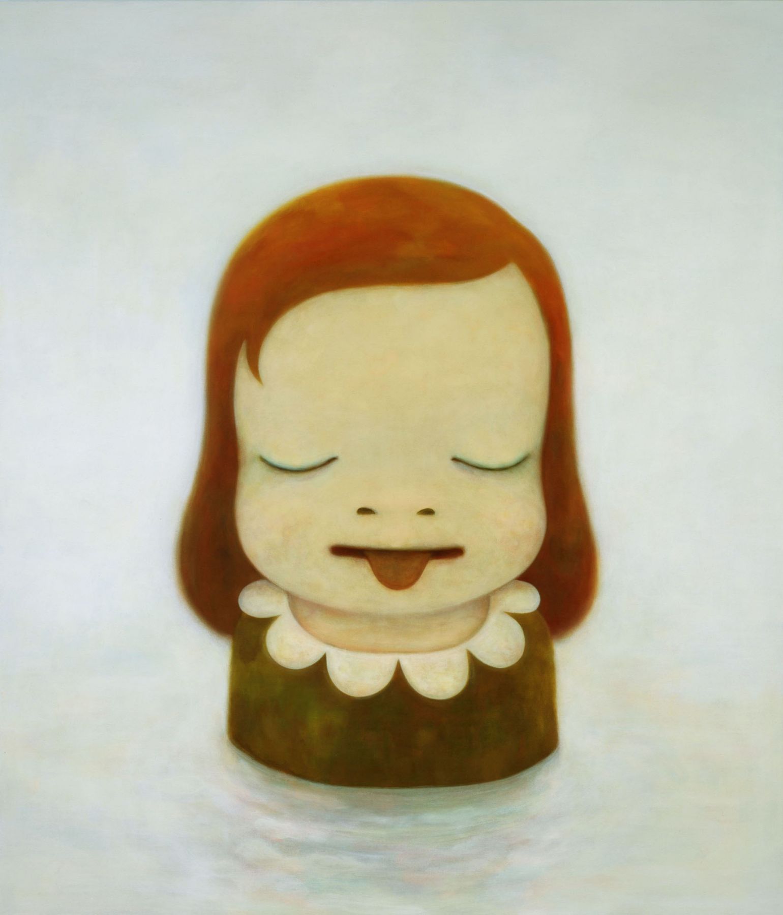 portrait of girl with open mouth and closed eyes by yoshimoto nara