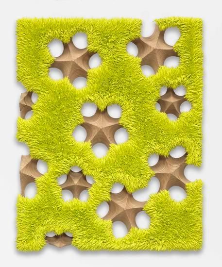 Lot 112015 (spore fall, chartreuse), 2015, Oil on linen with wood panel support