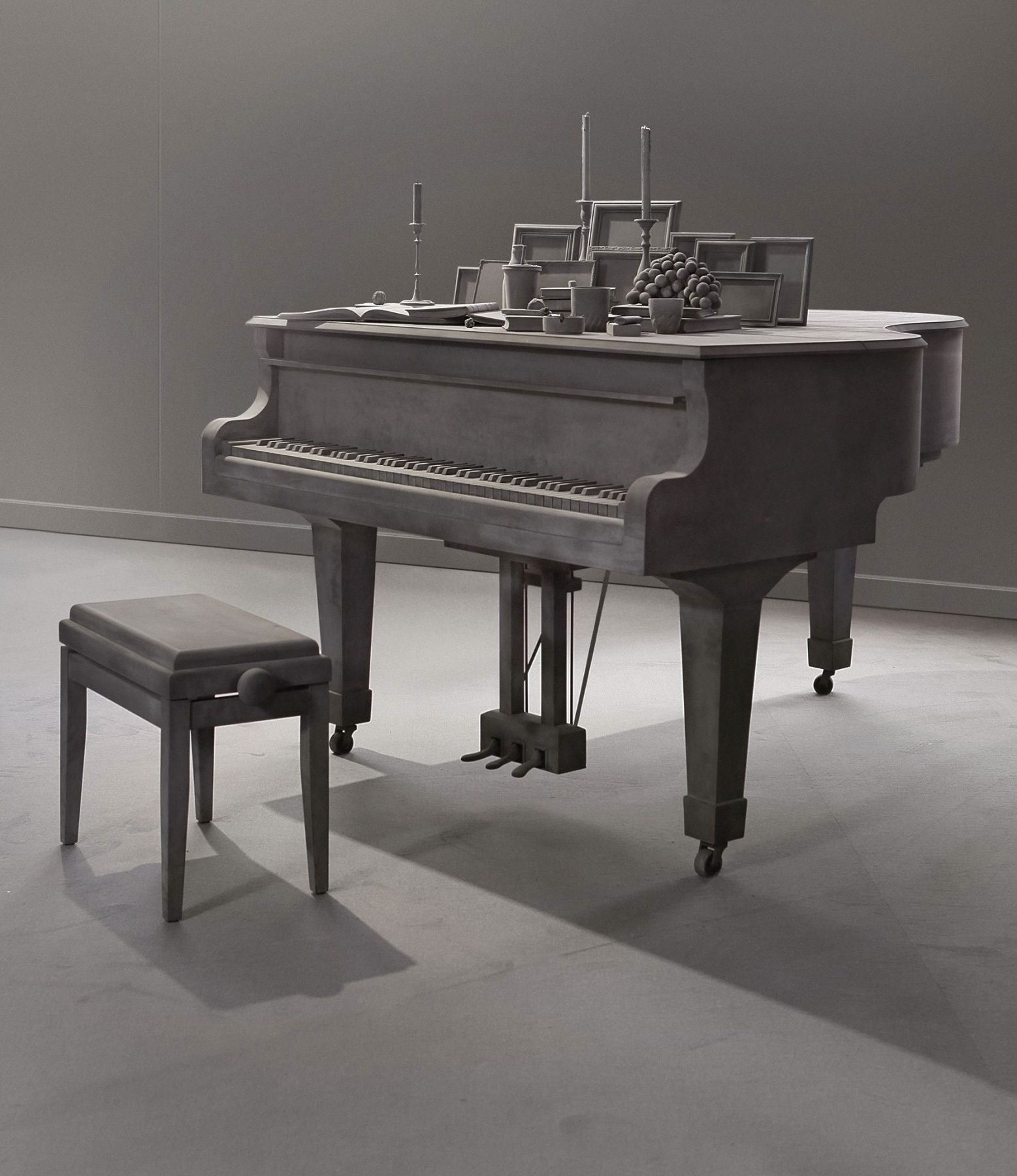 a grisaille sculpture of a piano by Hans Op de Beeck for sale