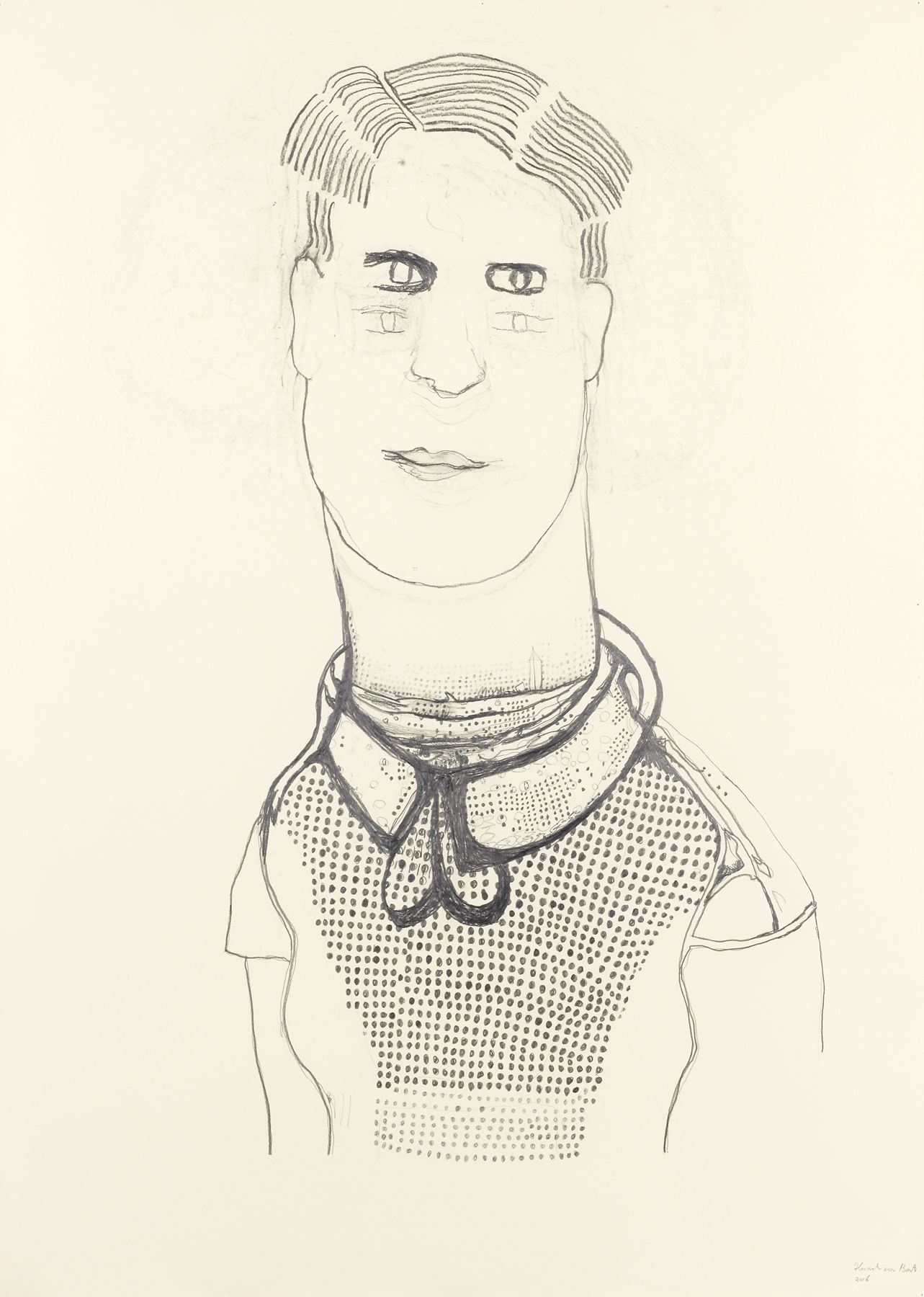 portrait of a man with a bow around his neck by hannah van bart