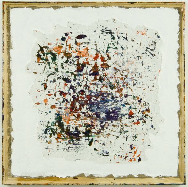 painting by mike cloud centered by colorful abstractions
