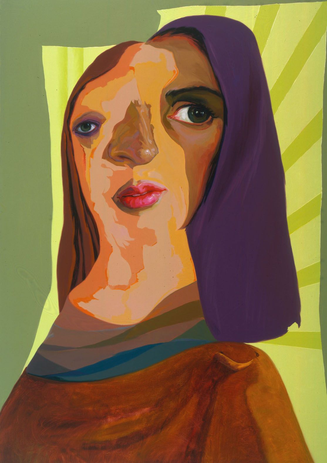 portrait of a woman with purple and brown hair