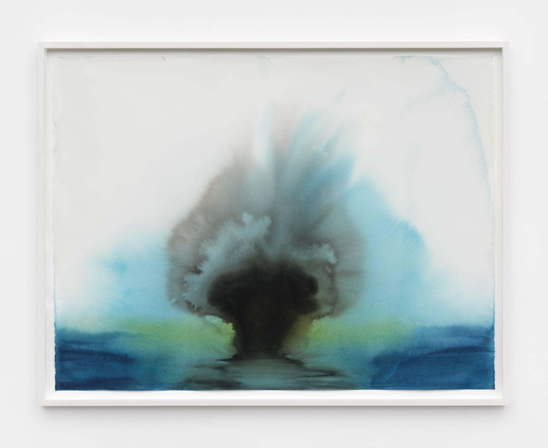 a blue and green abstract watercolor by brazilian contemporary artist thiago rocha pitta