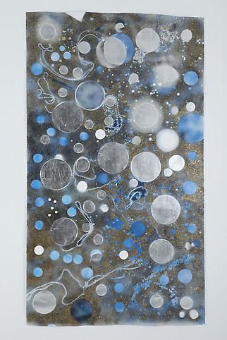 Mosaic Drawing Circle Vision (Black, Blue, Silver and Gold), 2010, Spray paint, acrylic, silver leaf and gold leaf