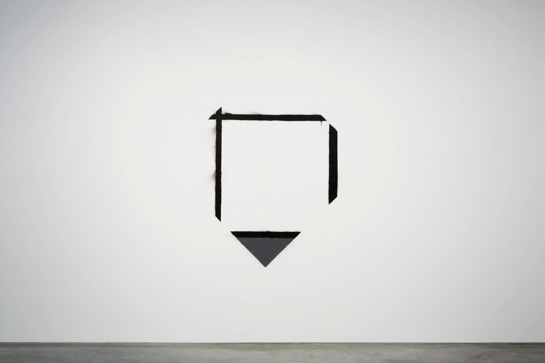 stencil with a triangle and three lines forming a square by marc bijl