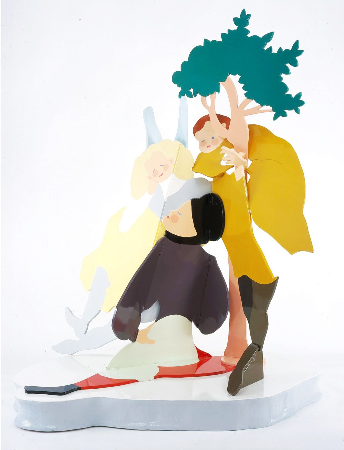 enamel sculpture of three figures by rachel feinstein