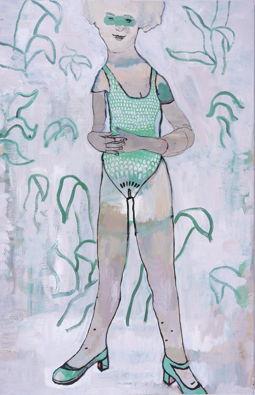 woman in a green bathing suit by hannah van bart