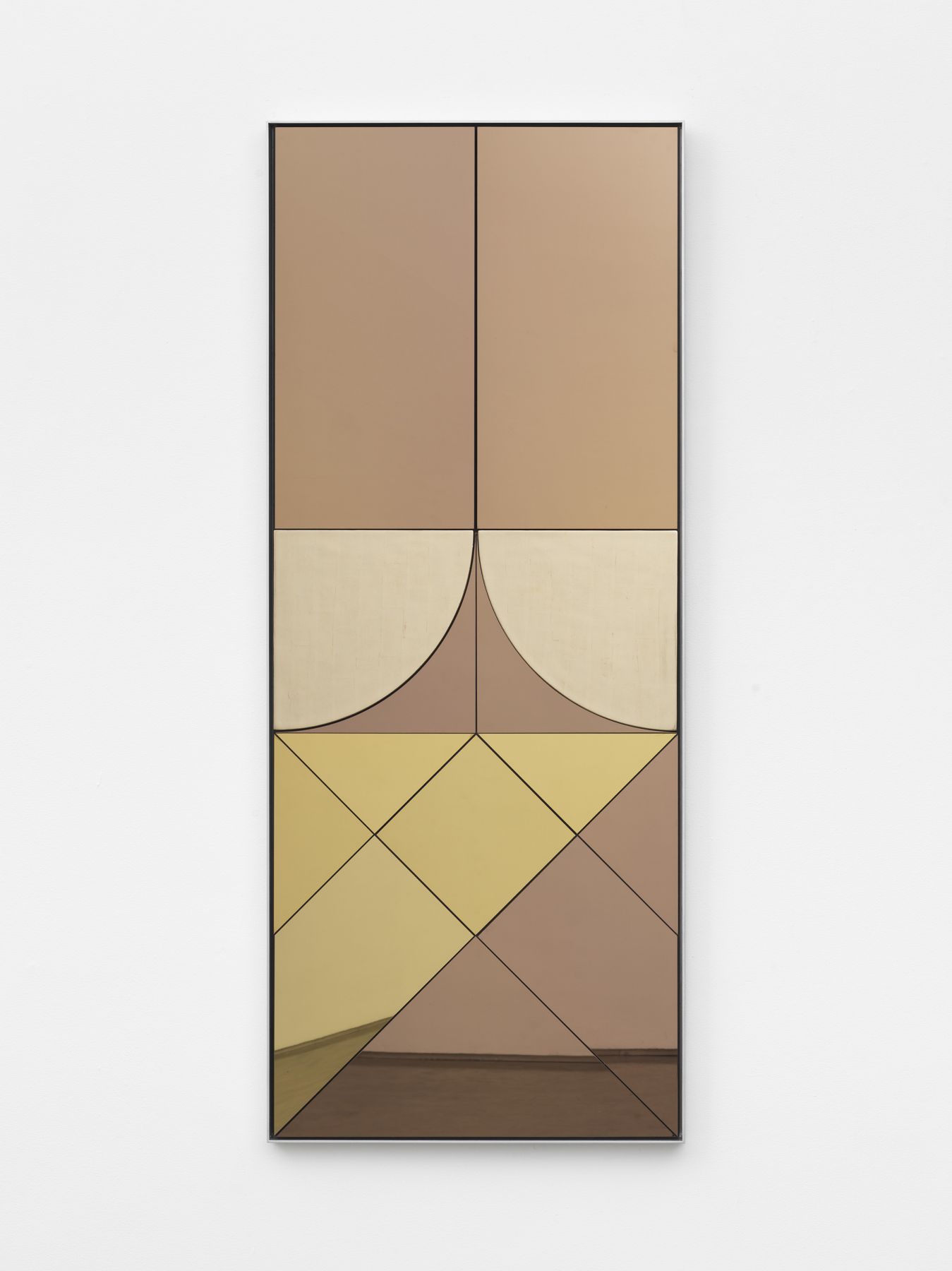 mirror polished stainless steel panel by claudia wieser in a contemporary art gallery