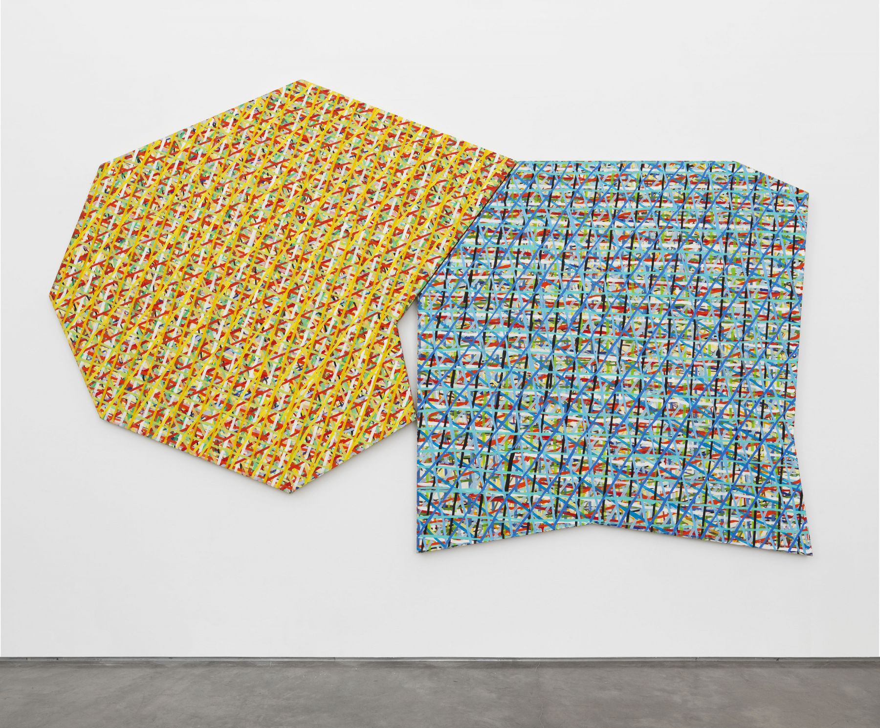 a geometric grid-inspired painting by the female artist Jennifer Bartlett