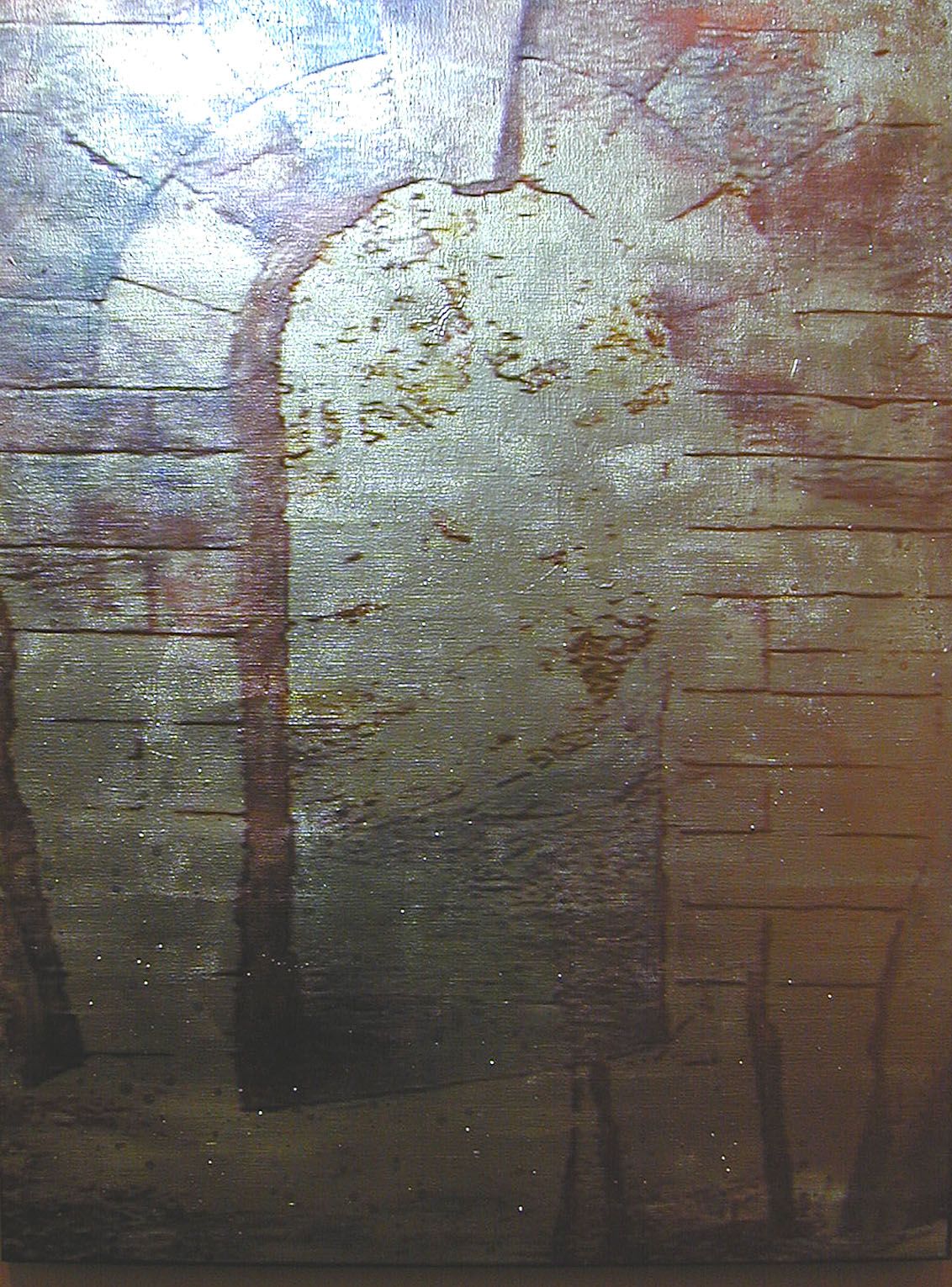 Gold / Passage, 2003 , Video projection, oil and enamel on linen