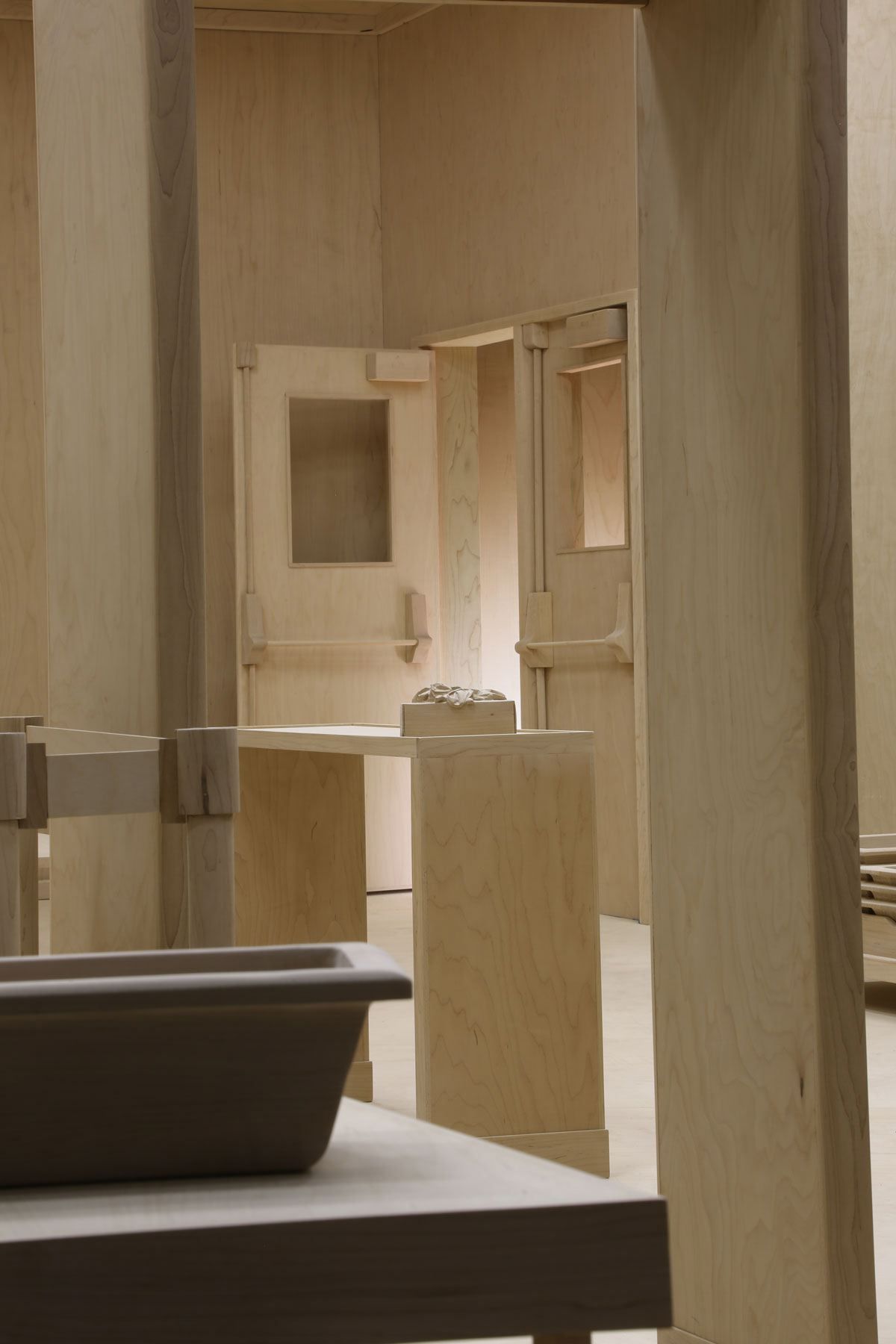 wood security checkpoint model by roxy paine
