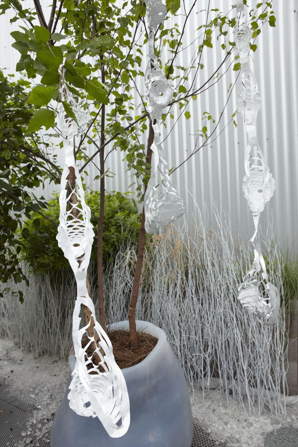 Air Hammock, 2009, Silver Tyvek with 3 pods
