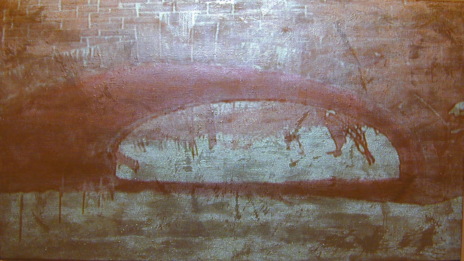 Gold / Tunnel, 2003, Video projection, oil and enamel on linen