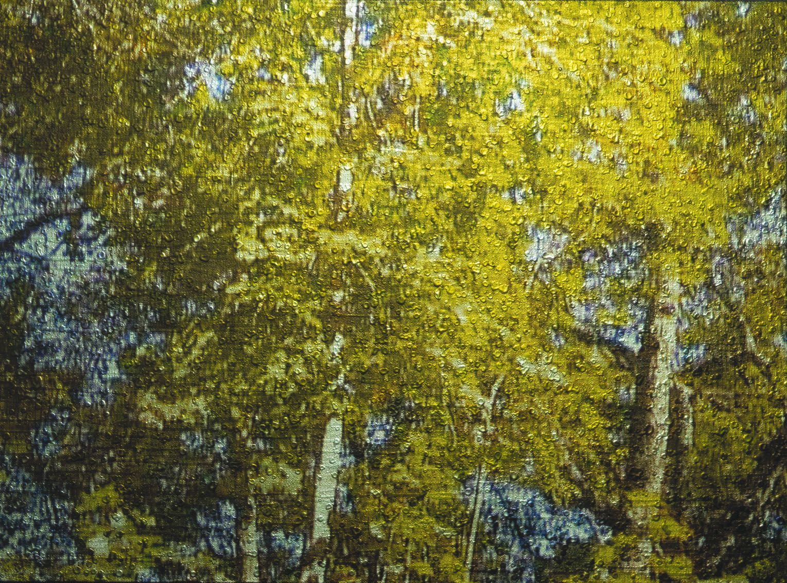 Gold / Landscape #9, 2003, Video projection, oil and enamel on linen