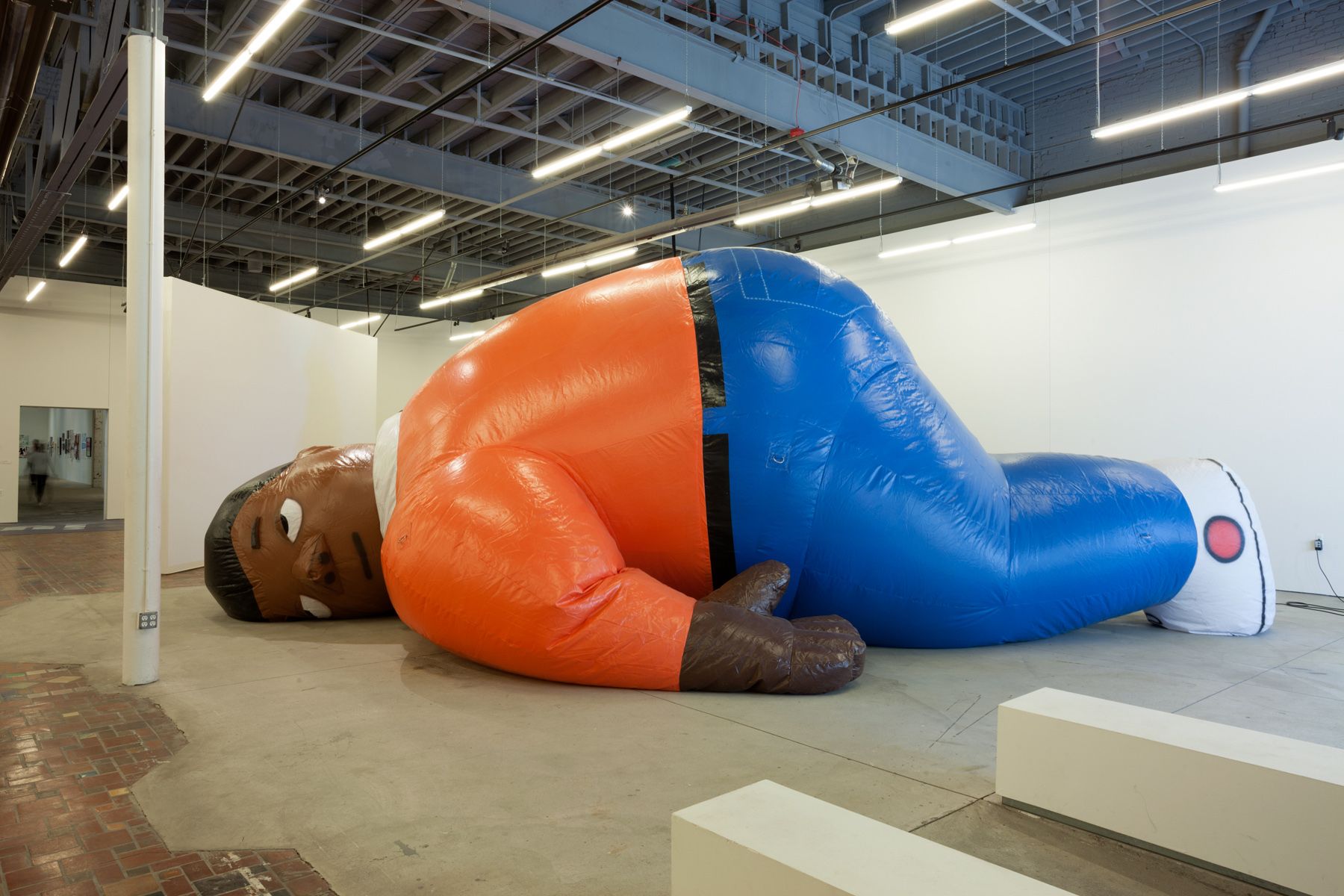 Fat Albert blow-up figure called Laocoon by the artist Sanford Biggers