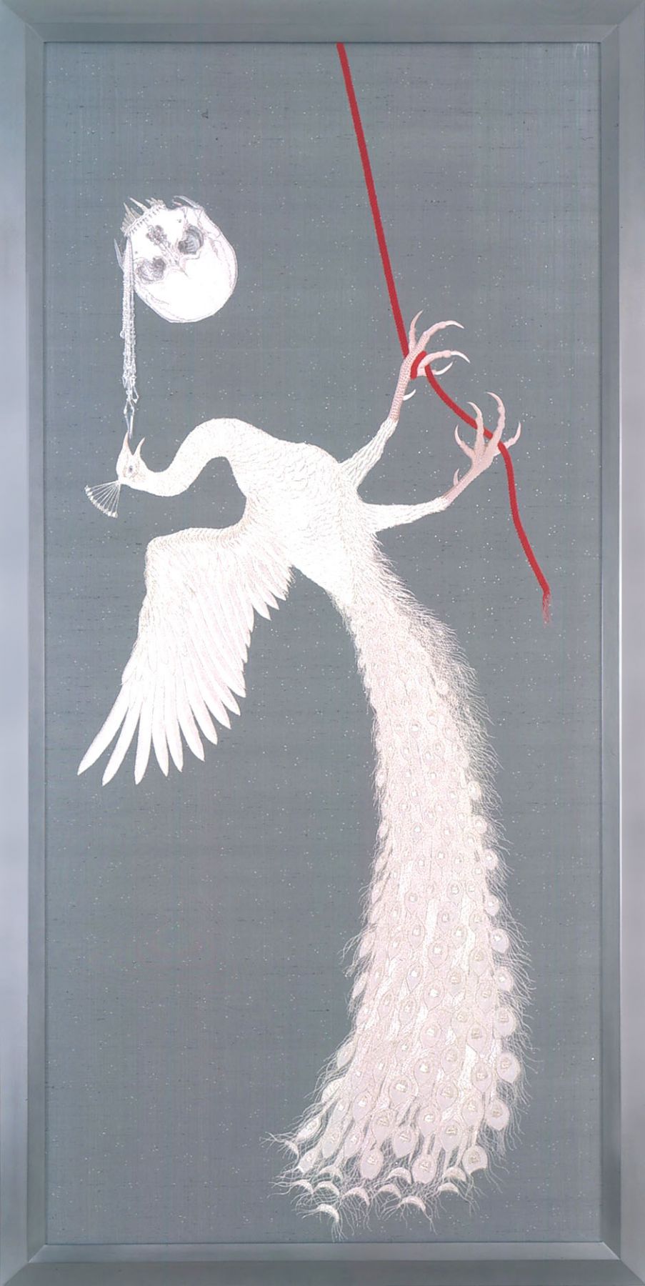 beige embroidery with skeleton by angelo filomeno