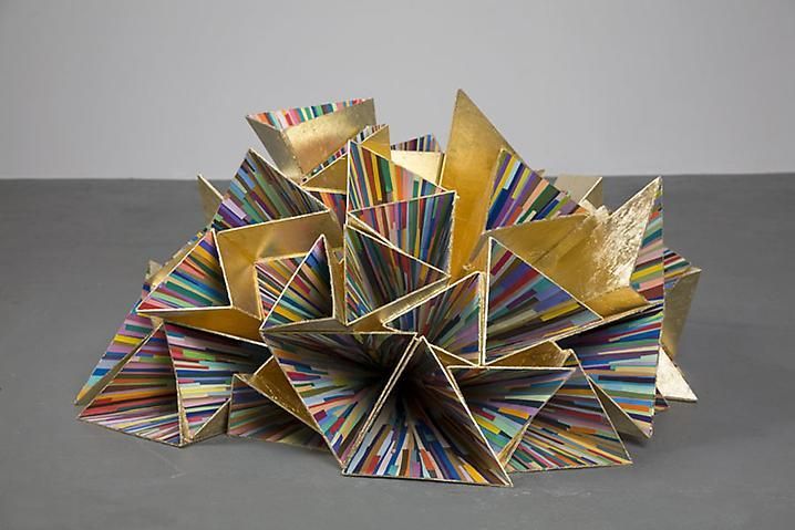 Inversion (Seventh Wonder) 2007-08, Wood, gold leaf, acrylic, and color aid paper strips