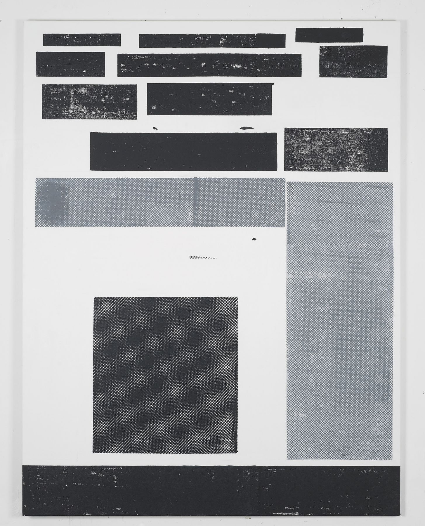 black and white grid painting by melissa gordon