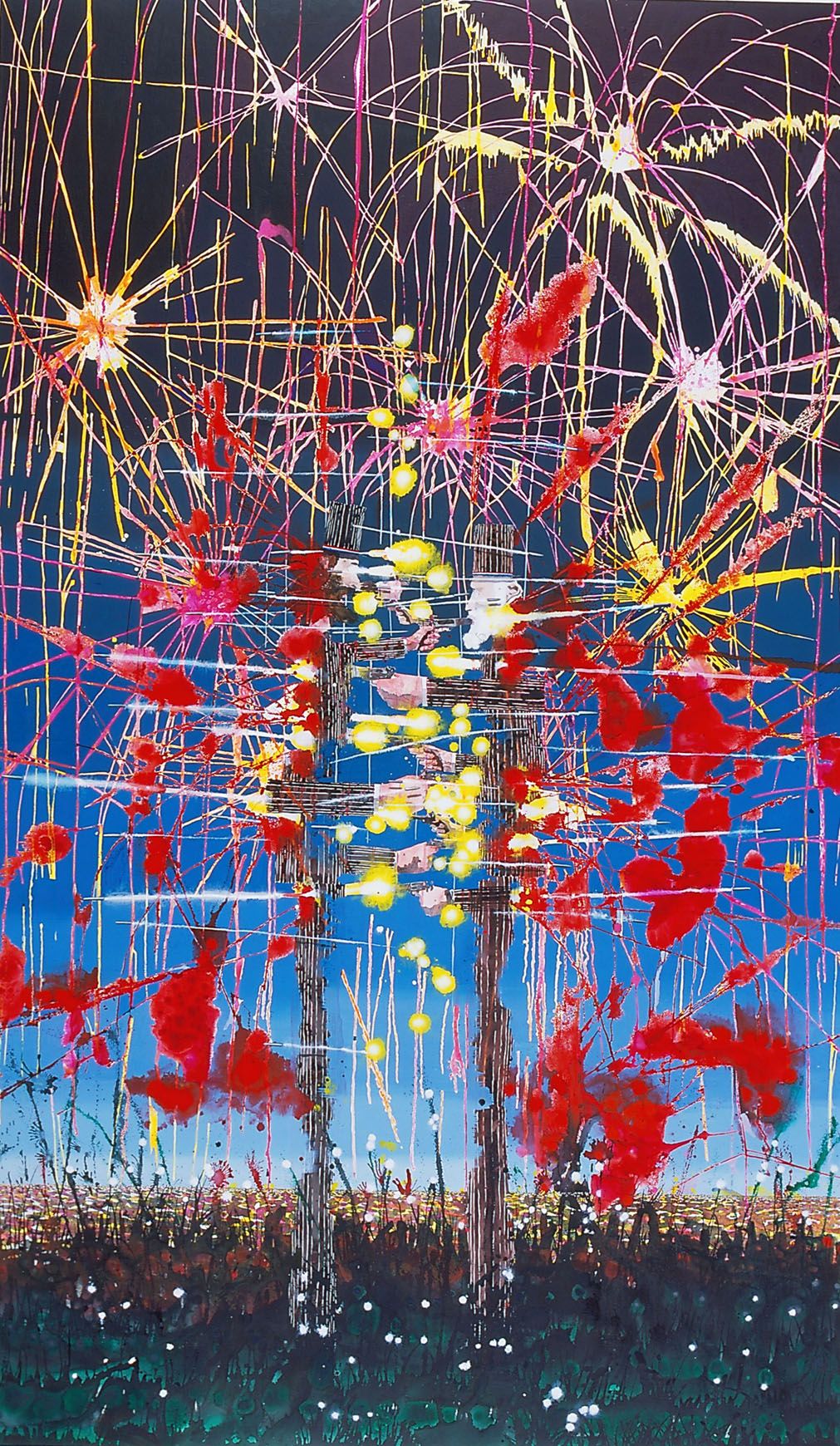 a mixed media artwork of fireworks by barnaby furnas