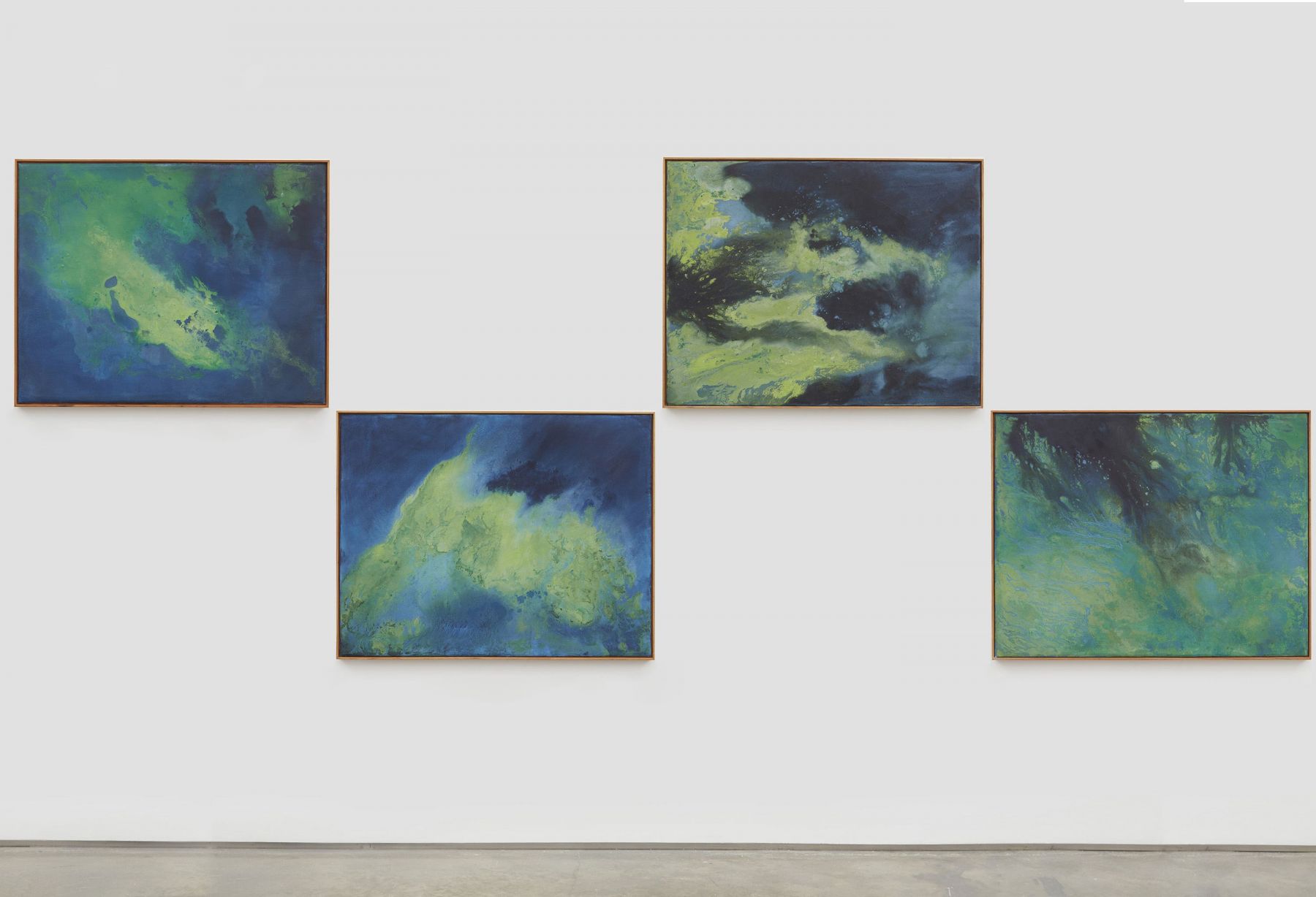 four artworks by brazilian artist thiago rocha pitta in a contemporary art gallery