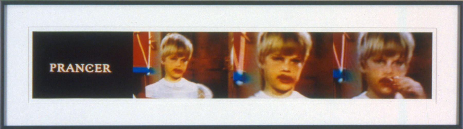 three portraits of a girl eating