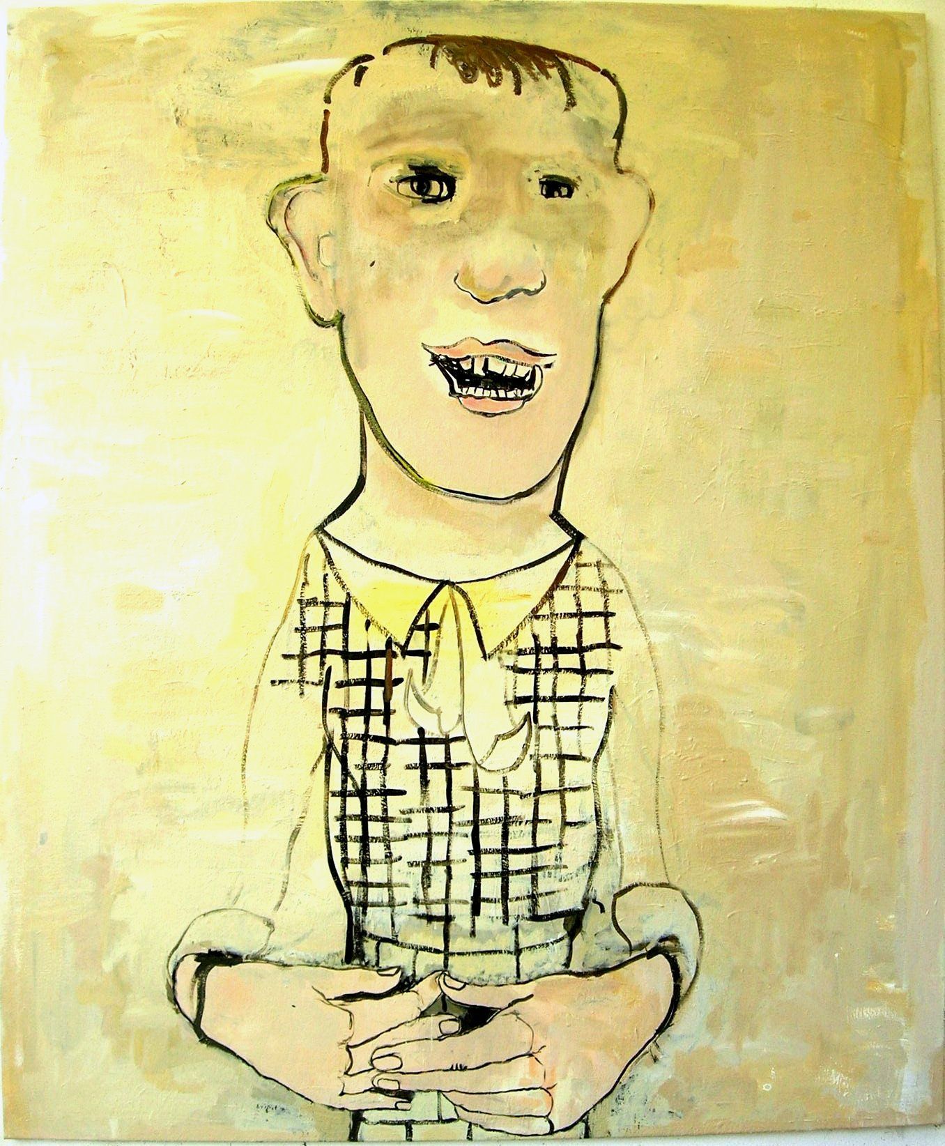 portrait of a woman in yellow by hannah van bart