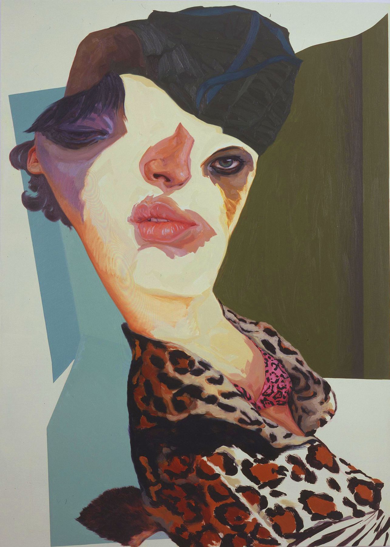 portrait of a woman with a leopard print blouse by yi chen