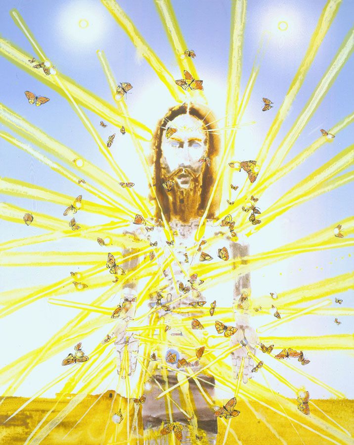 portrait of christ with yellow brushstrokes by barnaby furnas