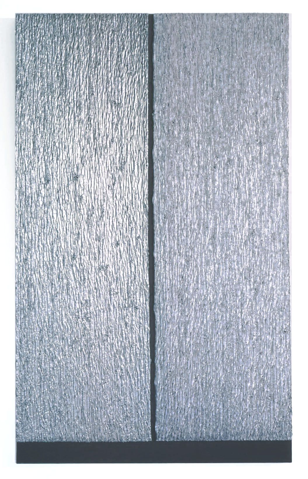 grey rectangle split down the middle by donald moffett