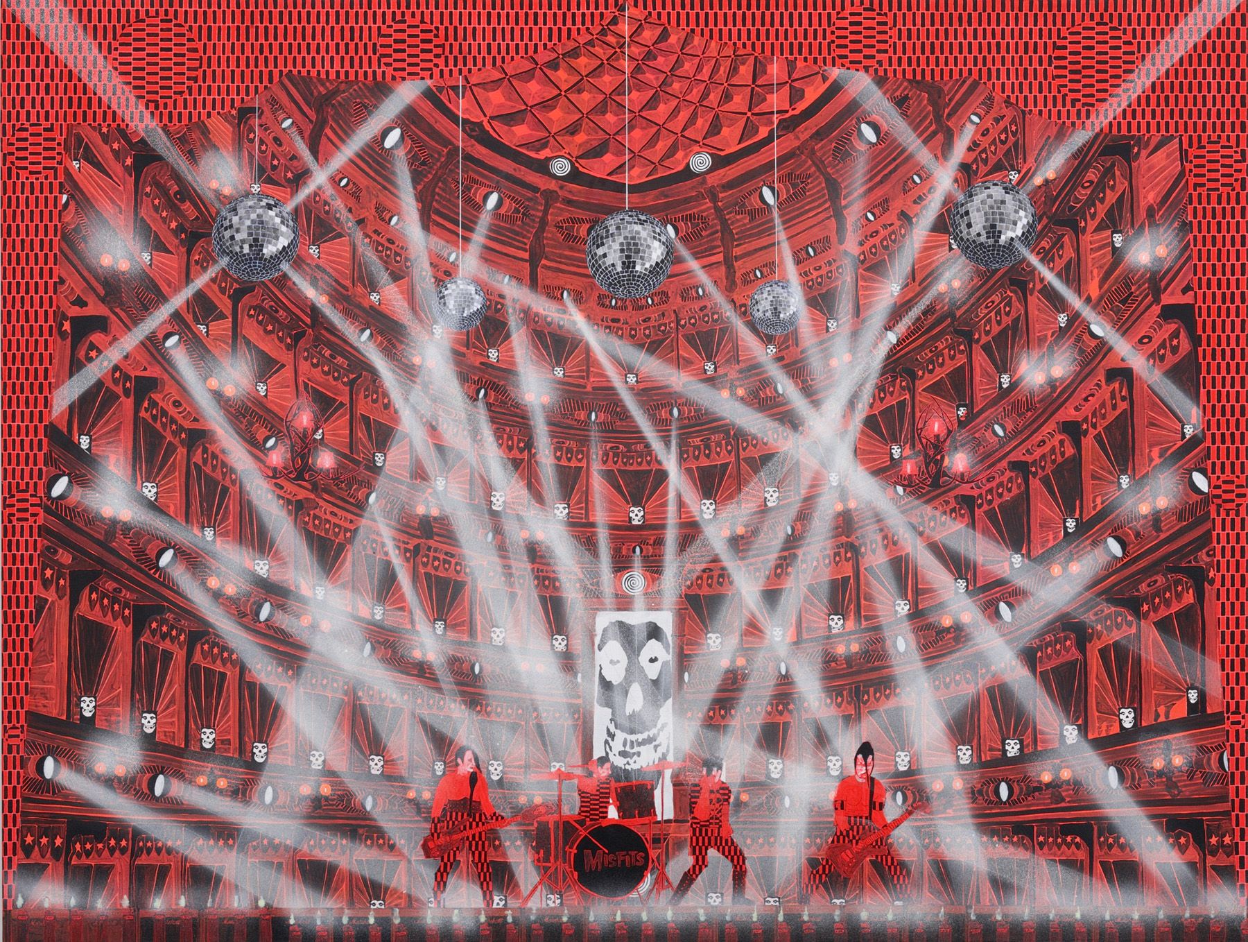 a painting of a concert by barnaby furnas in a contemporary art gallery in nyc