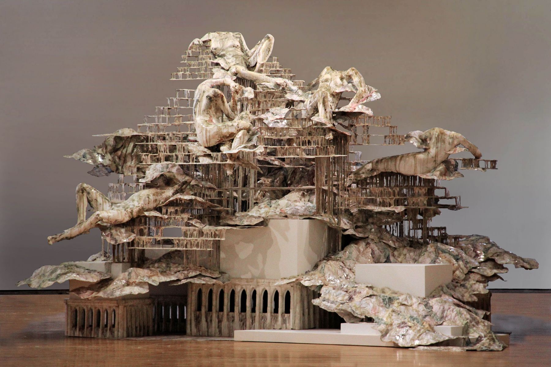 A large dripping sculpture by the Syrian artist Diana Al-Hadid
