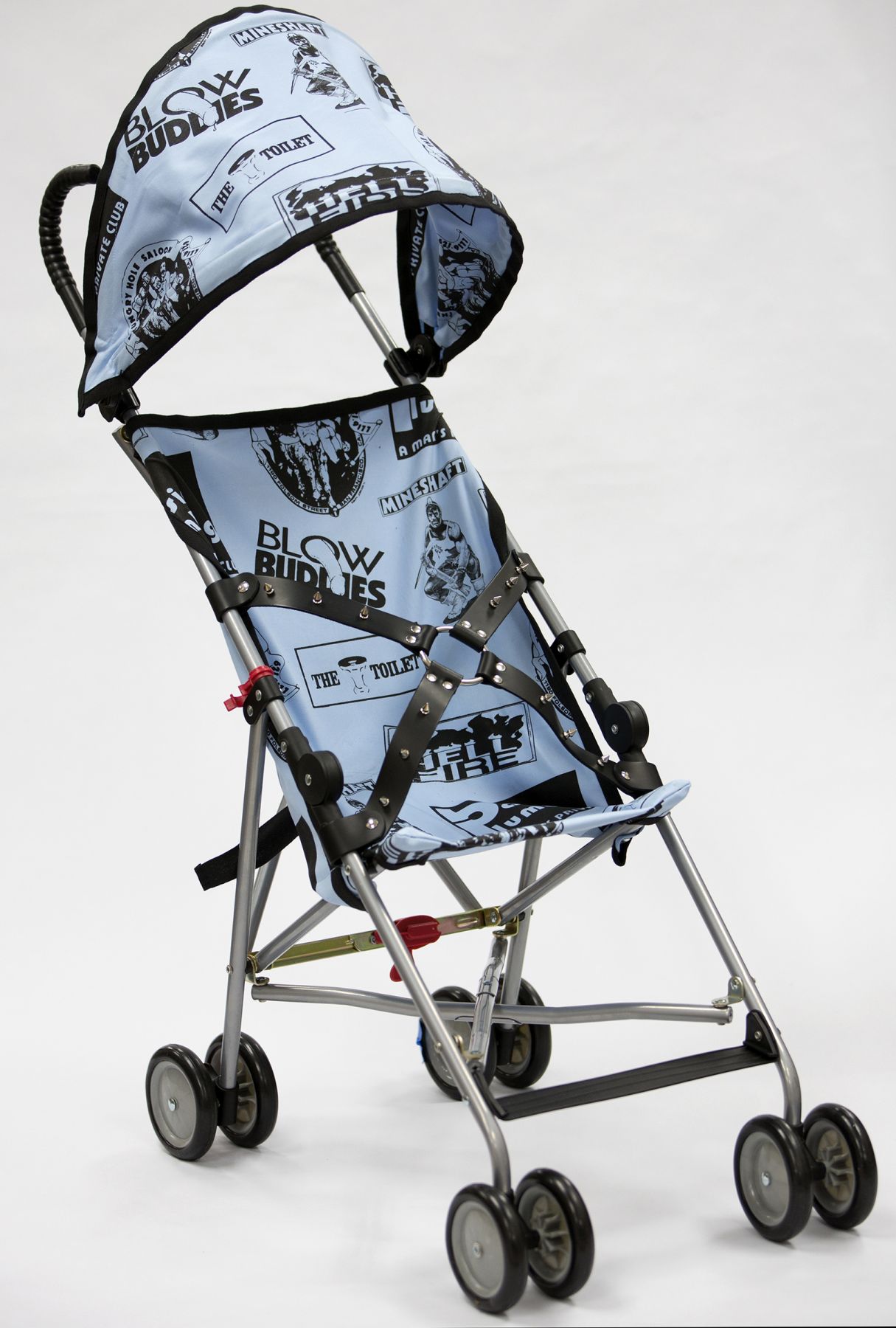 Stroller sculpture by John Waters for sale at a New York City gallery