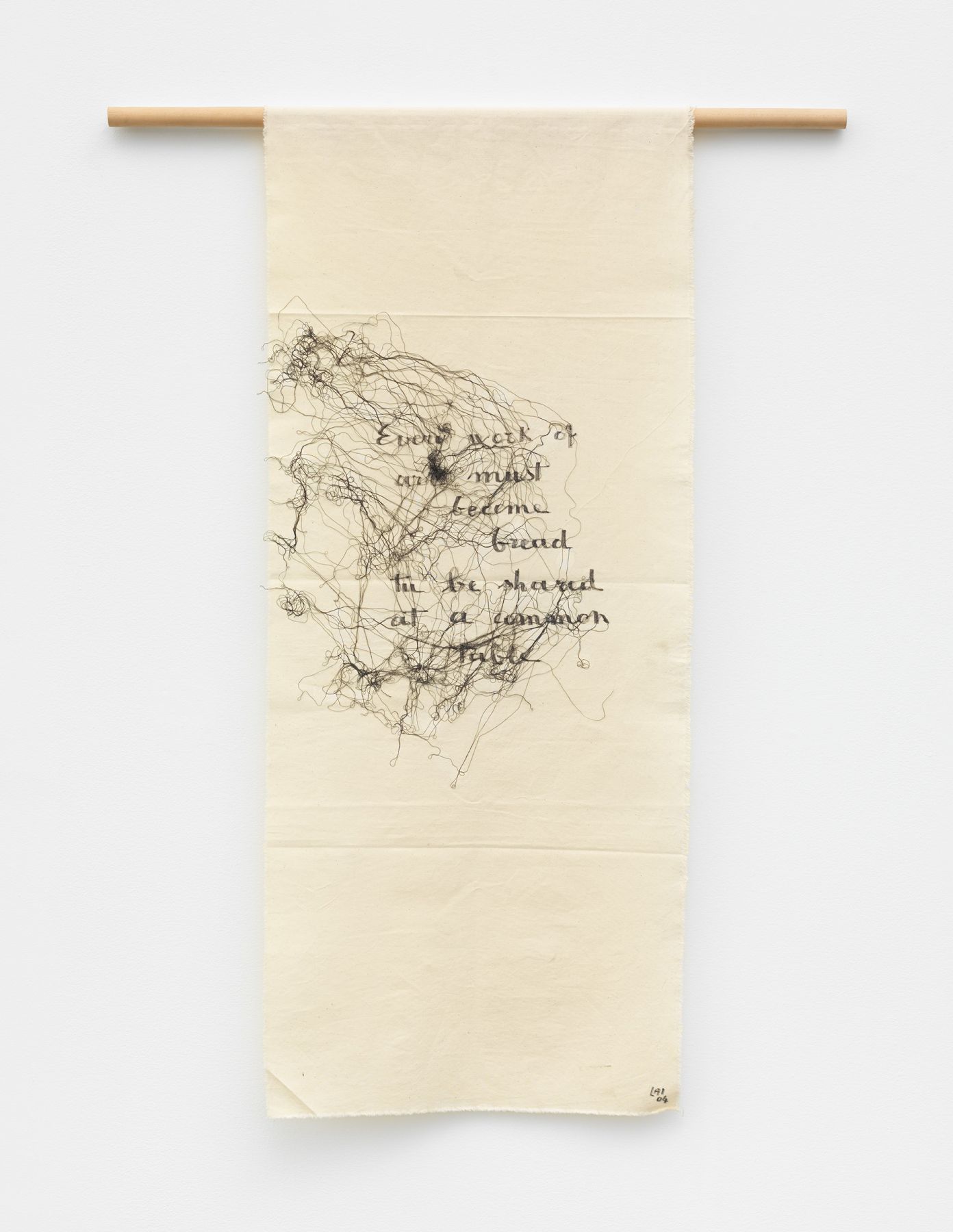 an embroidery work of art with a poem by fiber artist maria lai