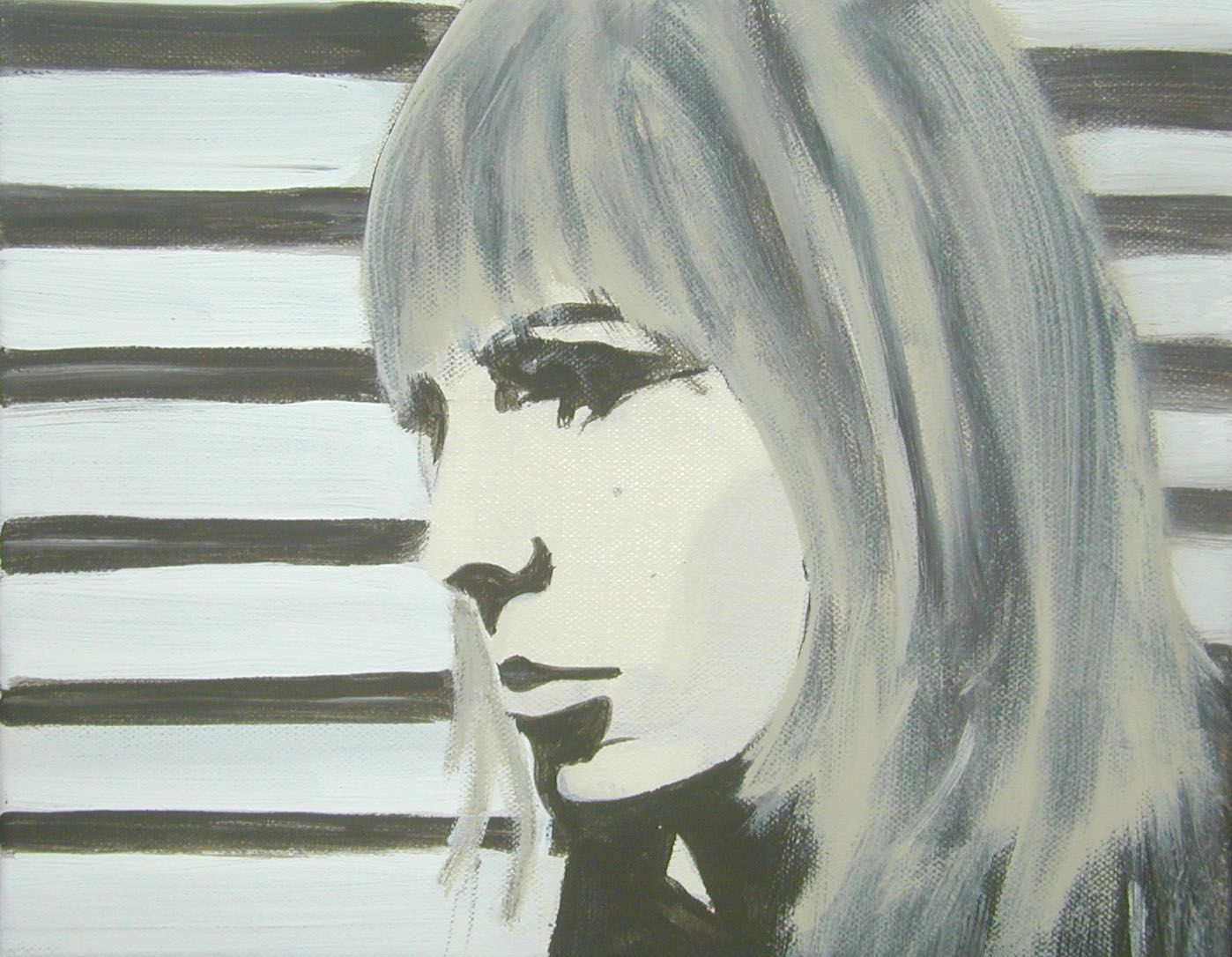monochrome portrait of a woman with striped background by stephanie dost