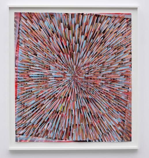 Inversion visions (Gold dashes, multi-color and gold), 2014, Spray paint and acrylic