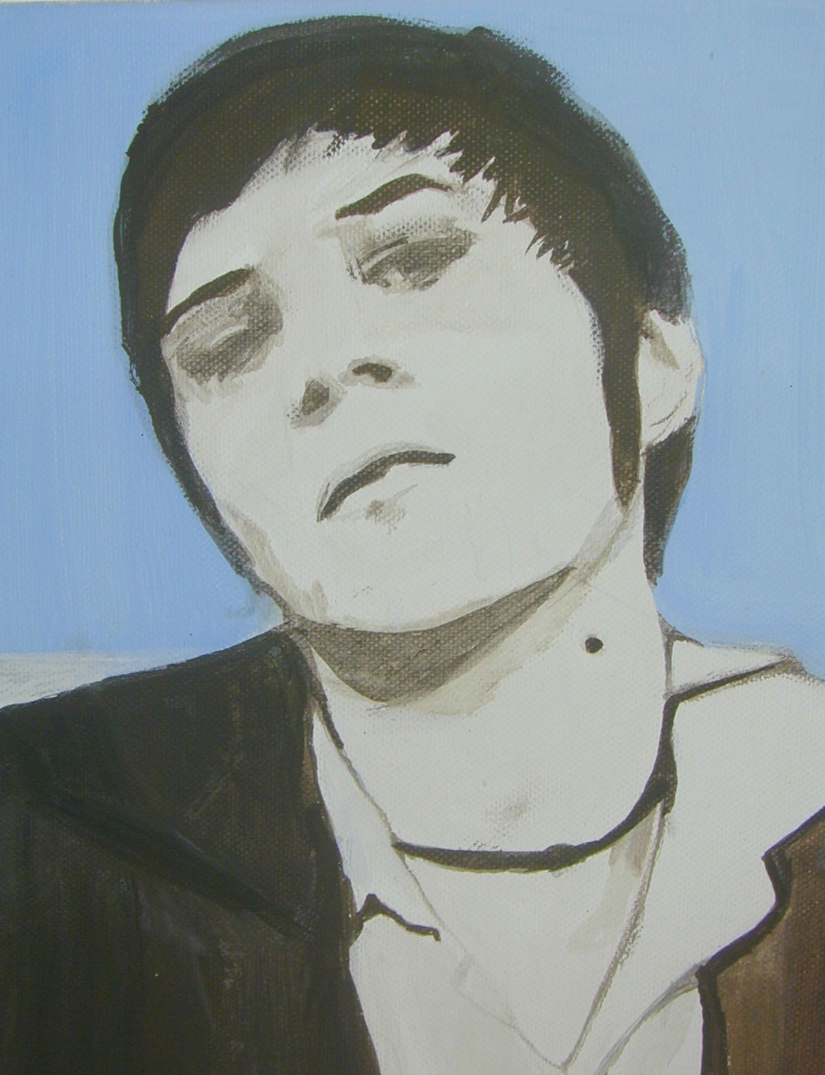 portrait of a woman in black with blue background by stephanie dost