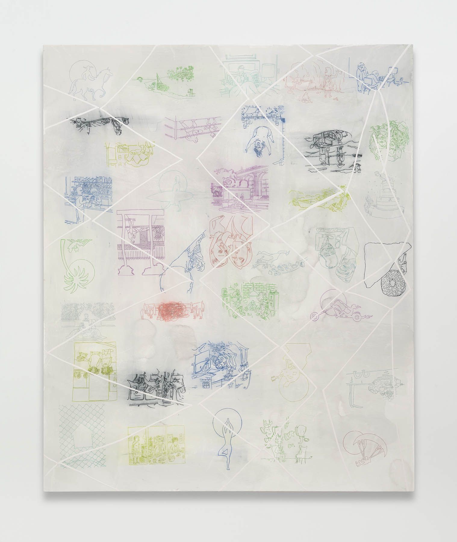 an artwork with multiple drawings by dashiell manley done in watercolor on canvas