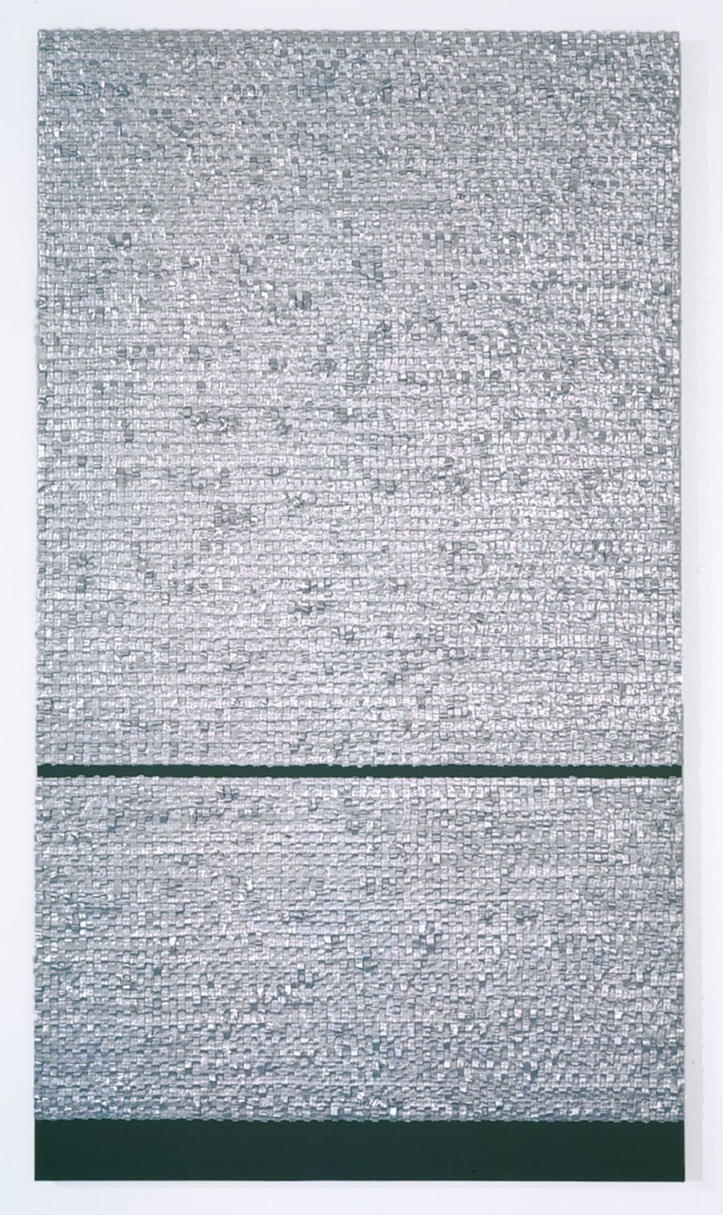 grey rectangle by donald moffett with split bottom half