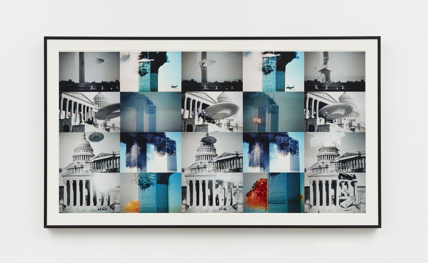 photographs of 9/11 disaster + ufo crashing into the capitol building by john waters