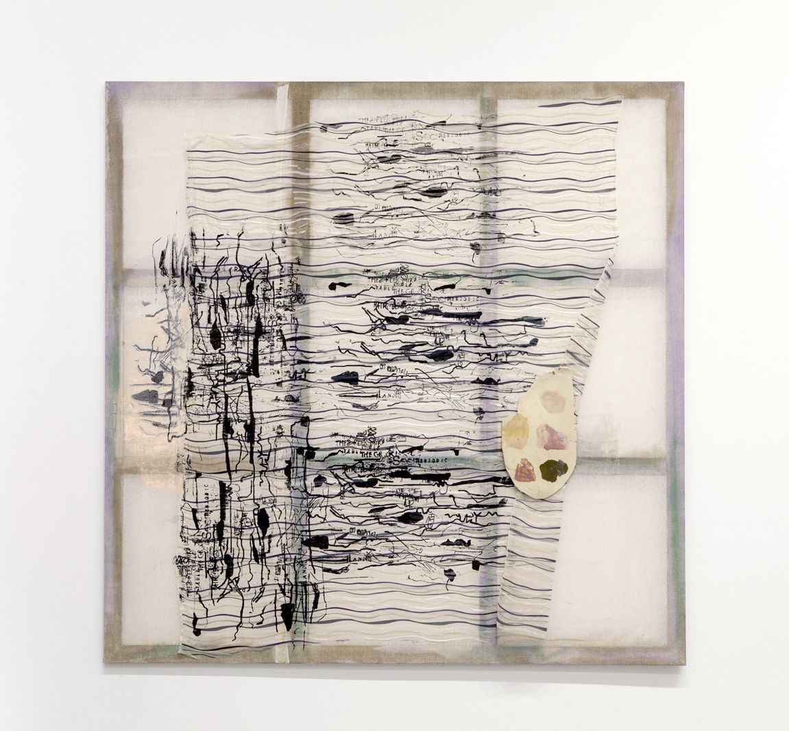 a silkscreen artwork by jessica jackson hutchins of calligraphy or musical notations