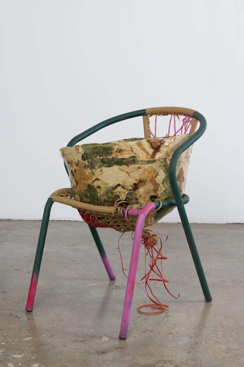a chair with a ceramic artwork sculpture by jessica jackson hutchins for sale