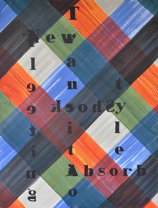 work by melissa gordon with text set against an orange, green, blue, and grey background