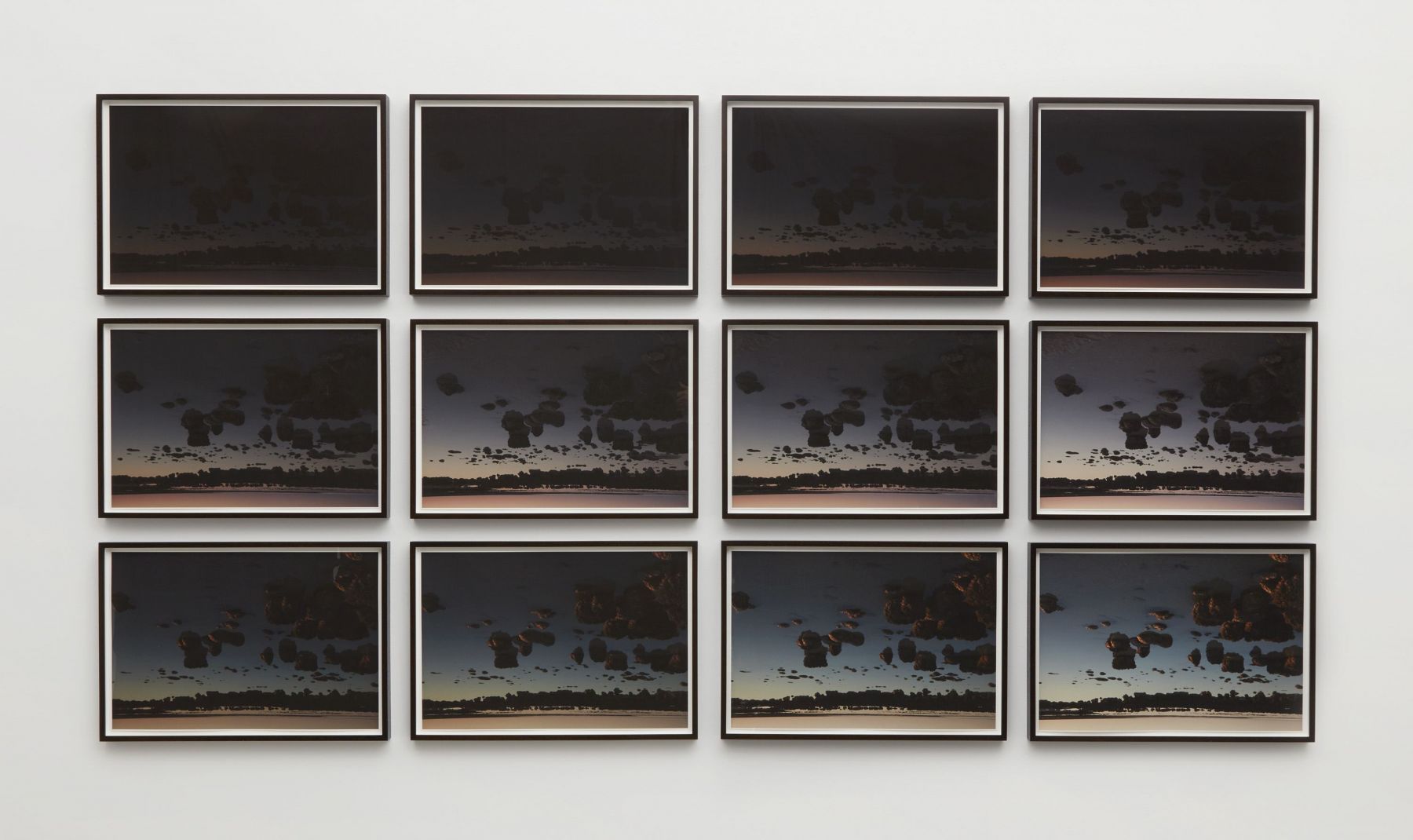 series of photographs of clouds by thiago rocha pitta in a chelsea art gallery