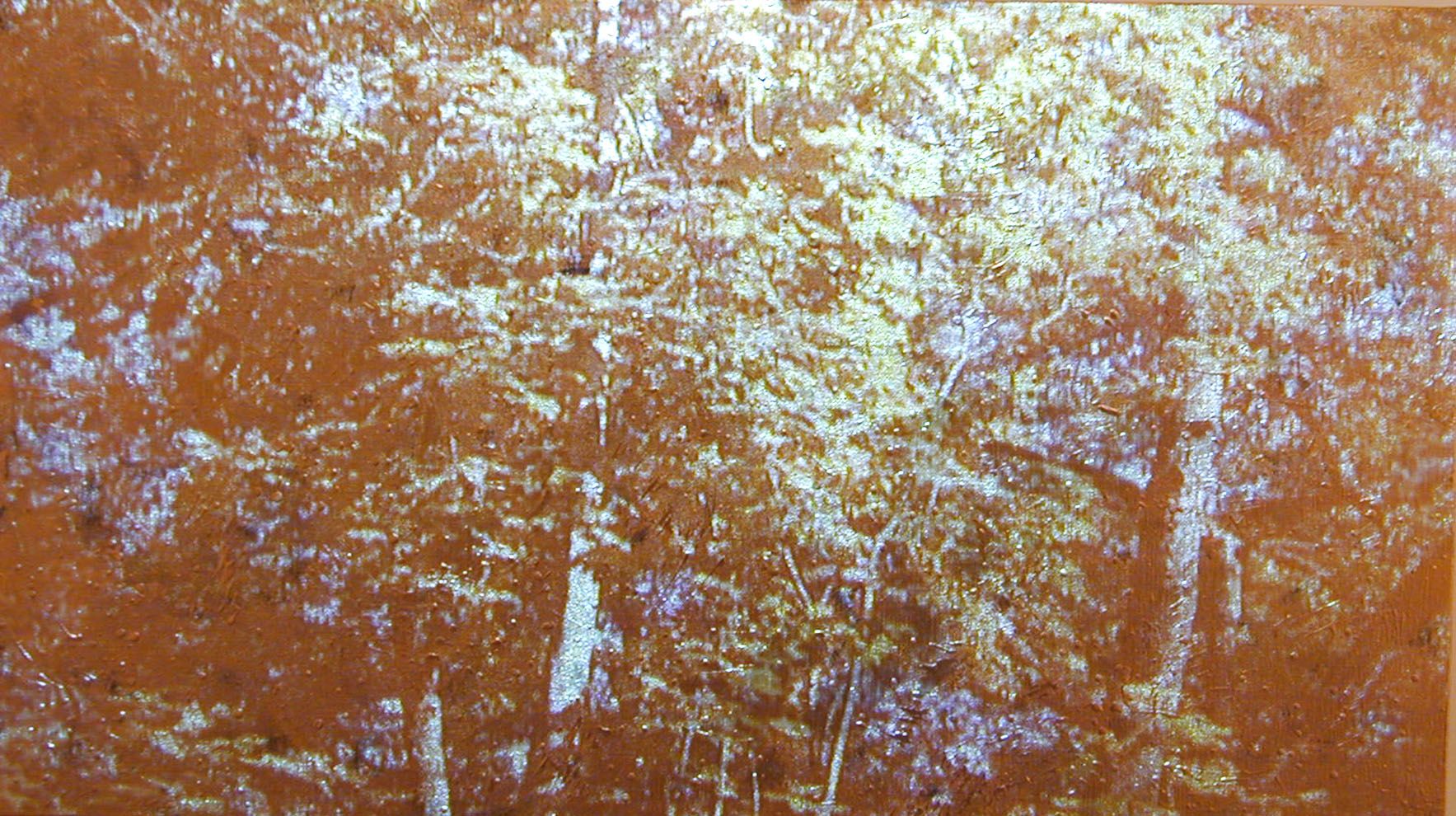 Gold / Landscape #3, 2003, Video projection, oil and enamel on linen