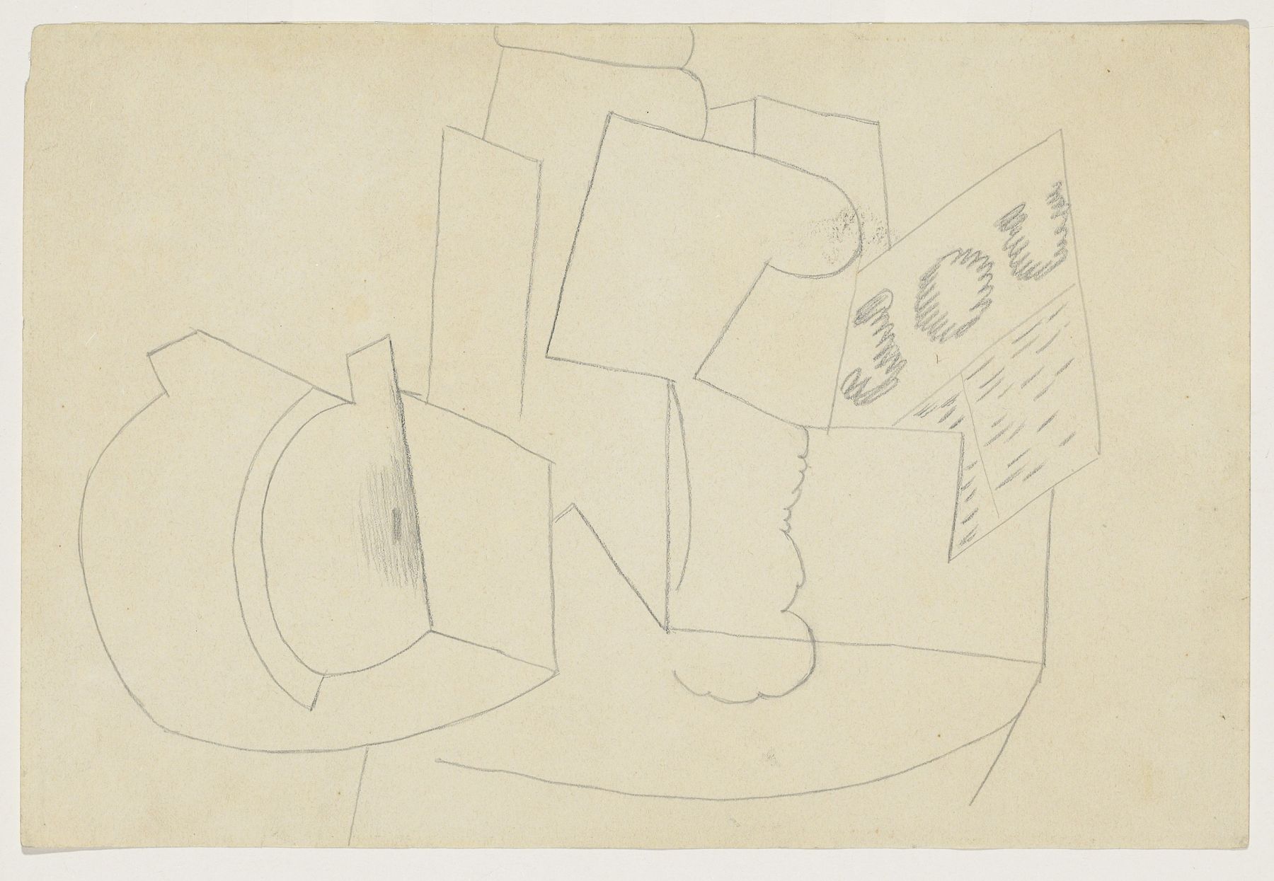 Pablo Picasso, Composition au Journal, 1914-15 Pencil on paper 19.7 x 29.4 cm. (7.4 x 11.4 in.)