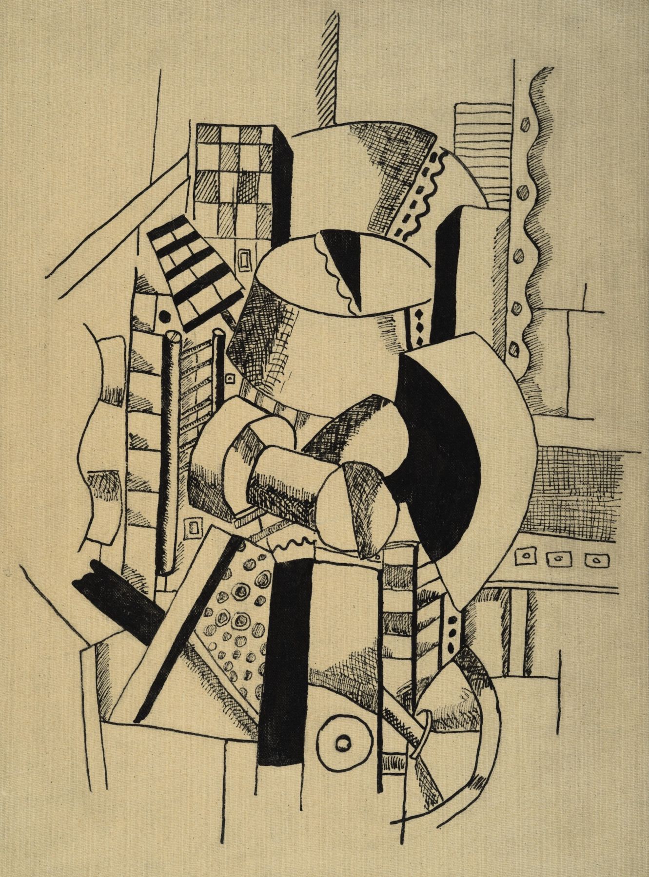 Fernand Léger, Composition aux eléments mécaniques, 1917-18 India ink on linen laid down on board 25.7 x 18.8 cm. (10 1/8 x 7 3/8 in.)